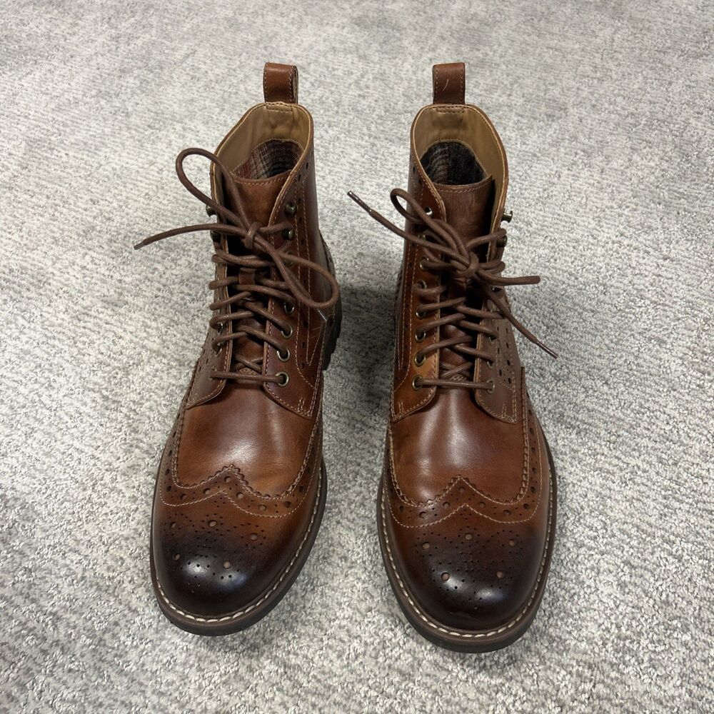Clarks Montacute Lord Brogue Style Chukka Boots Mens 9.5 Leather Brown Wingtip - Picture 2 of 12
